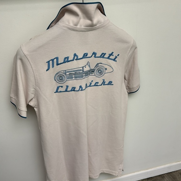 Men’s Authentic Maserati ivory polo with blue trim .small regular fit - Picture 4 of 8